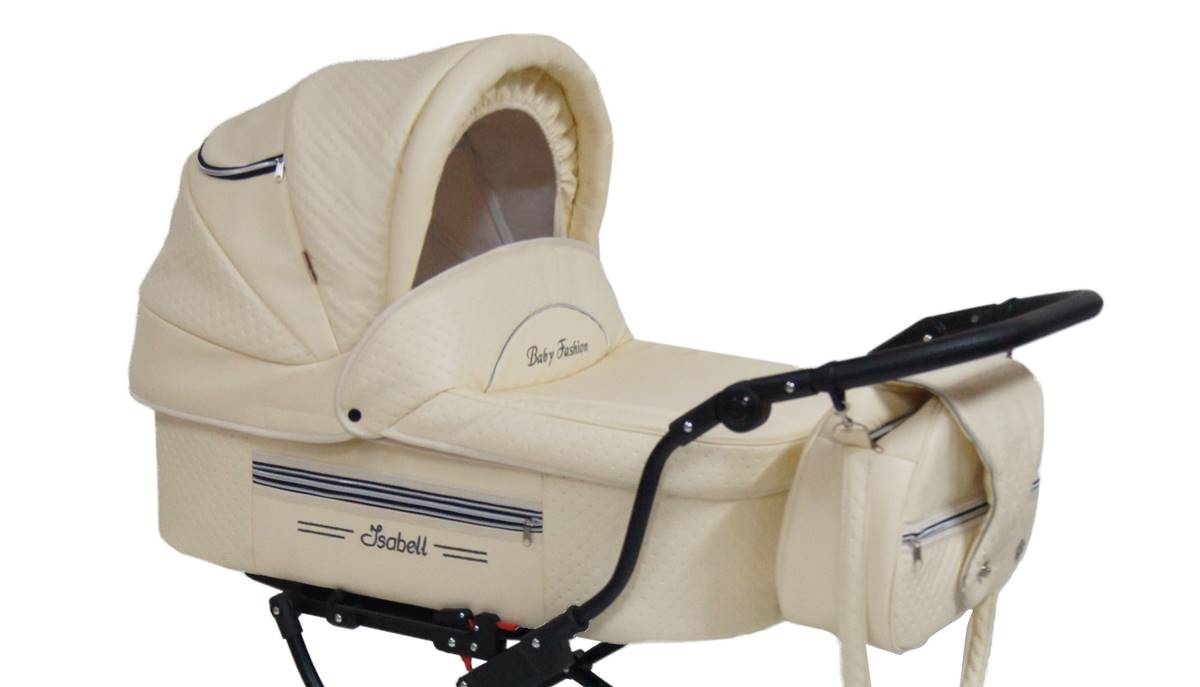 Beżowa gondola z eko-skóry wózka ISABELL 2w1.