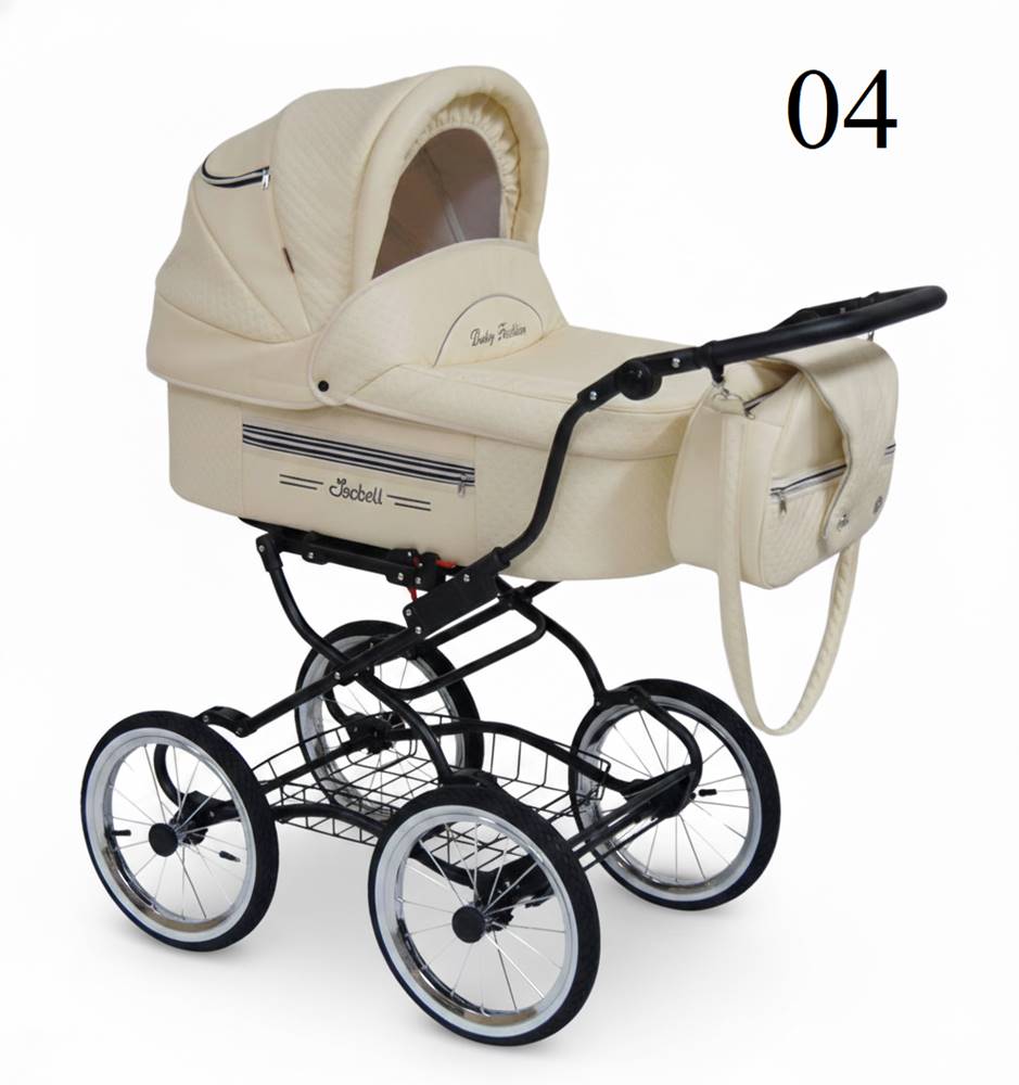 Wózek Baby Fashion ISABELL 4w1 beżowy podczas rodzinnego spaceru w parku