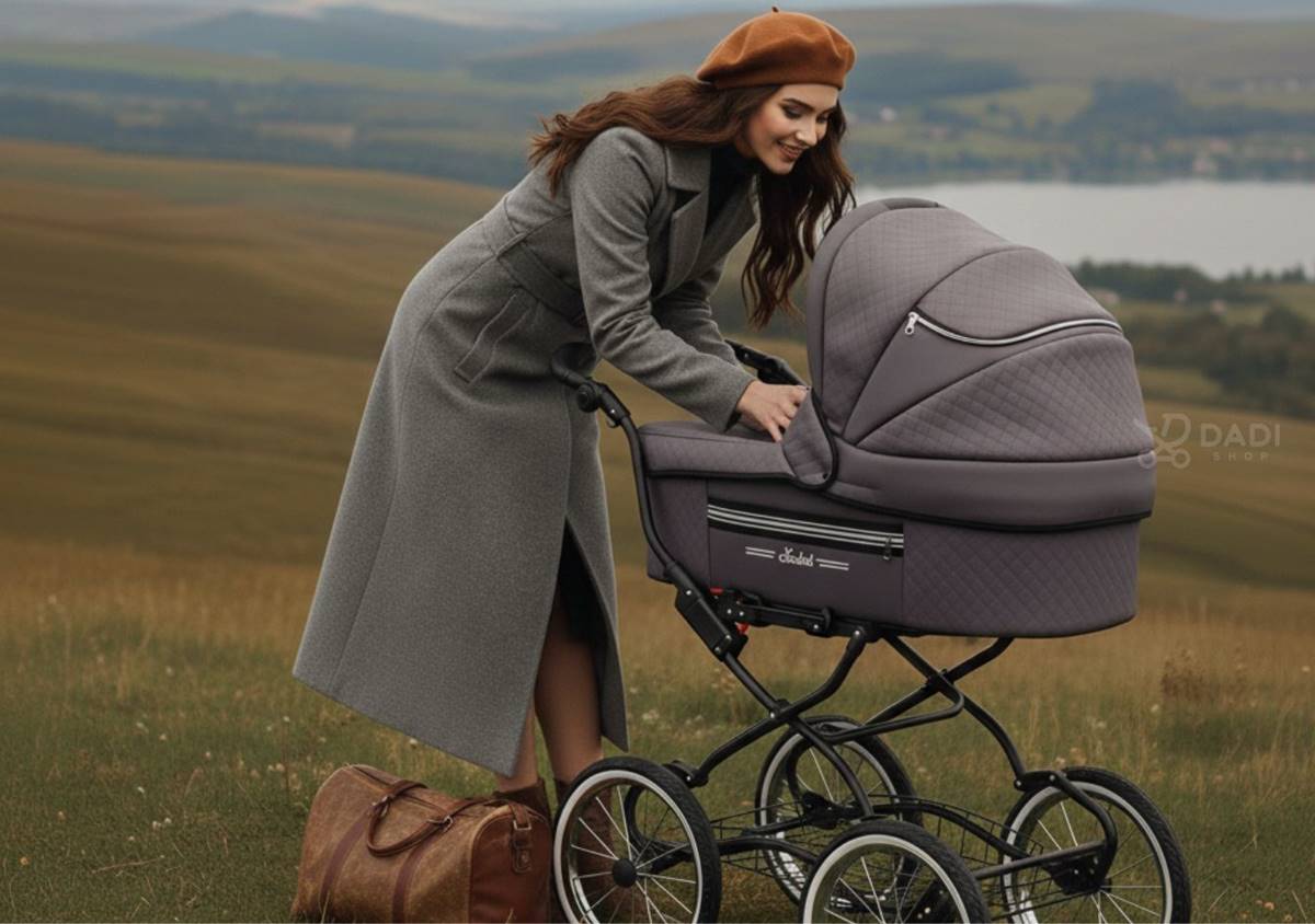 Wózek retro ISABELL 2w1 vintage – głęboka gondola - sesja plenerowa.