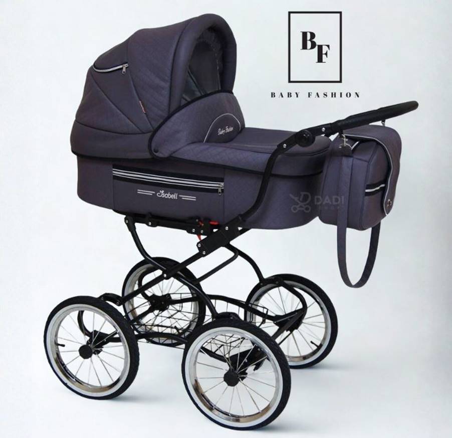 Retro style pram Baby Fashion ISABELL 3-in-1 – classic baby stroller with large wheels.