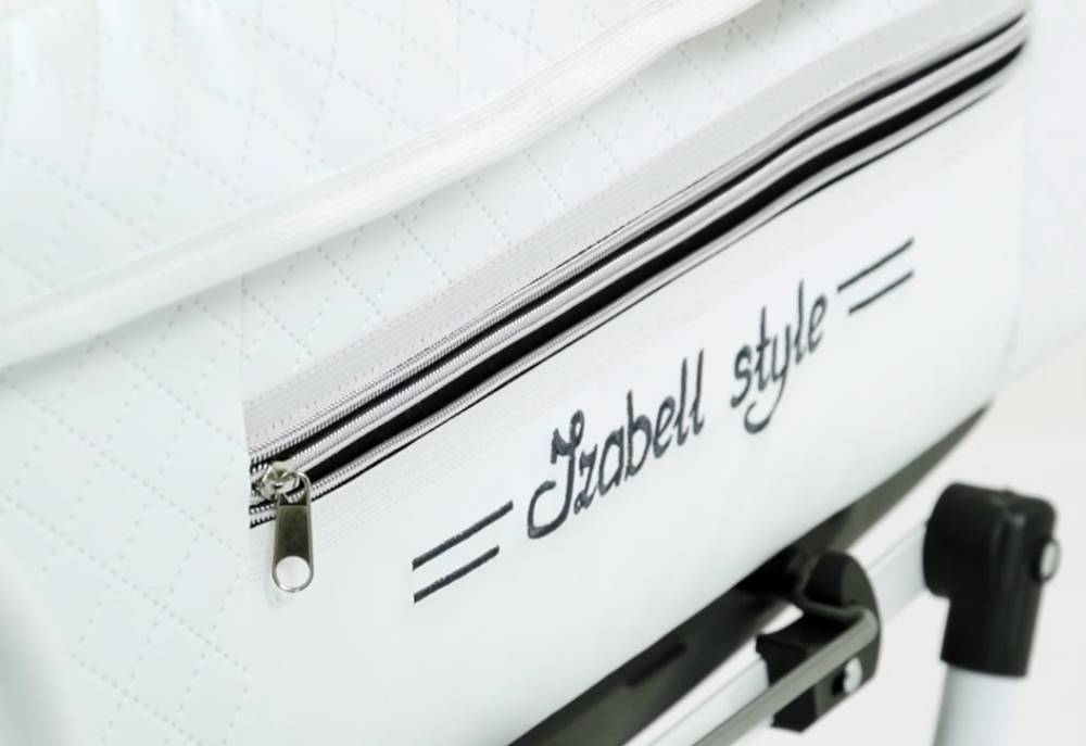 Boczny profil gondoli Isabell Style w białej eko-skórze.