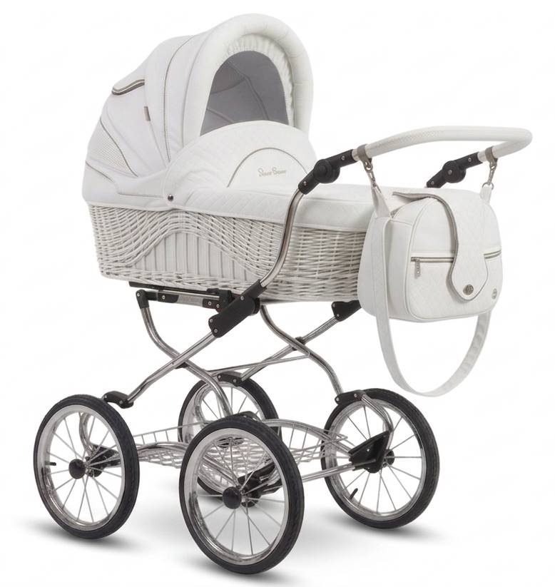 Wózek głęboko spacerowy 2w1 Scarlett Baby Fashion w stylu retro biel