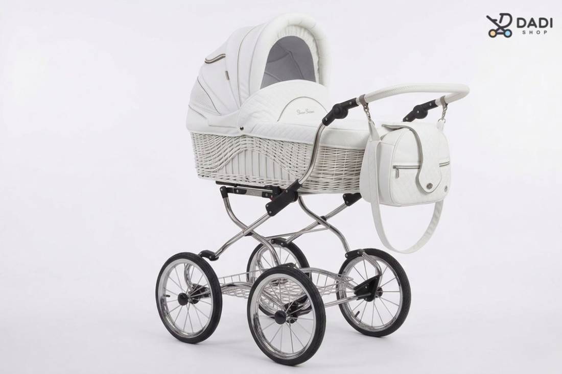 Wózek dziecięcy Scarlett BW-1 wiklinowa gondola biały w pięknej klasycznej formie