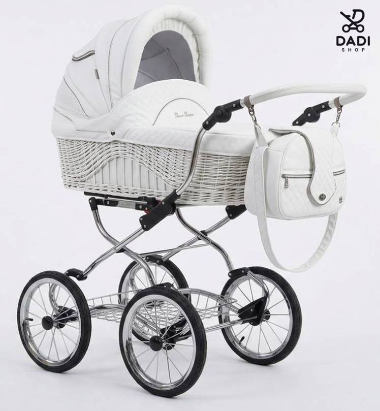 Wózek głęboki Scarlett 3w1 z dużymi pompowanymi kołami i chromowaną konstrukcją