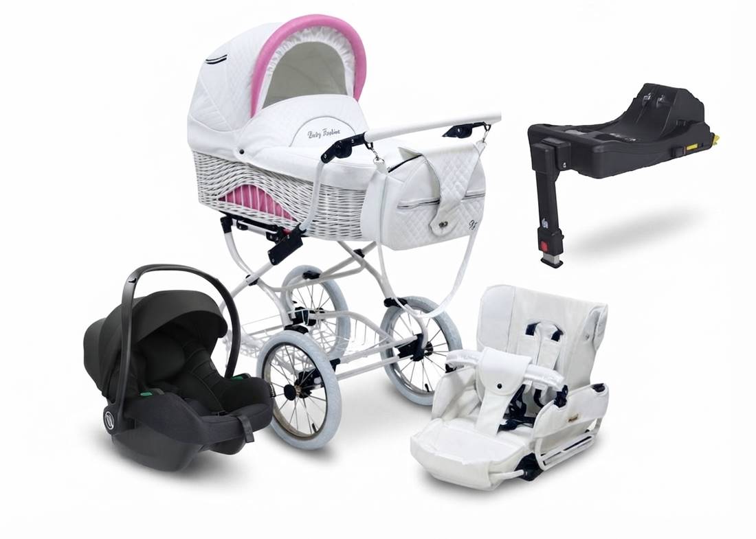 Wózek dla dziecka 4w1 Scarlett BW-2 z gondolą, spacerówką, fotelikiem i bazą ISOFIX