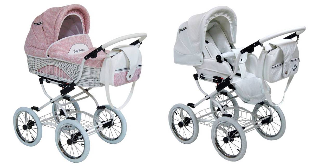 Wózek głęboko spacerowy - Baby Fashion - Scarlett Bw-5  różowy wzórek