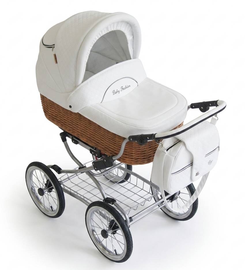 Wózek dziecięcy 2w1 Scarlett Baby Fashion z wiklinową gondolą