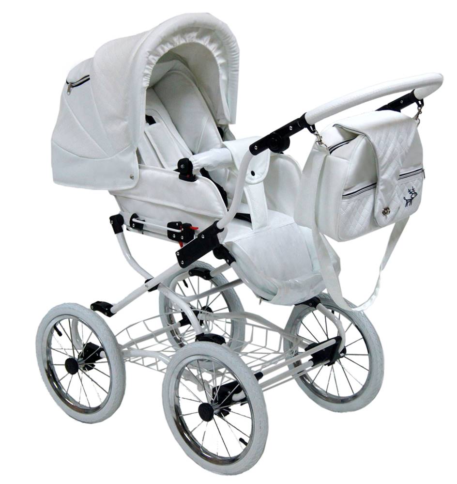 Spacerówka w wózku 3w1 w styl retro kolor biały