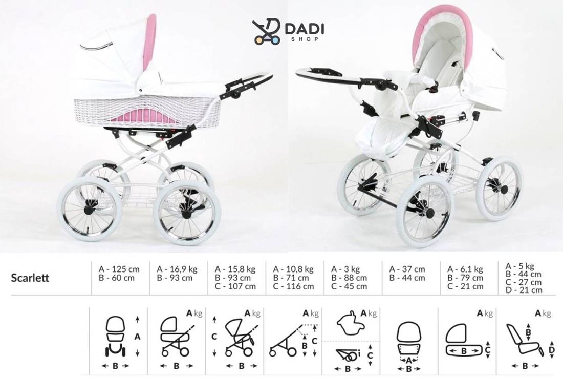 Wymiary gondoli i wózka Baby Fashion Scarlett