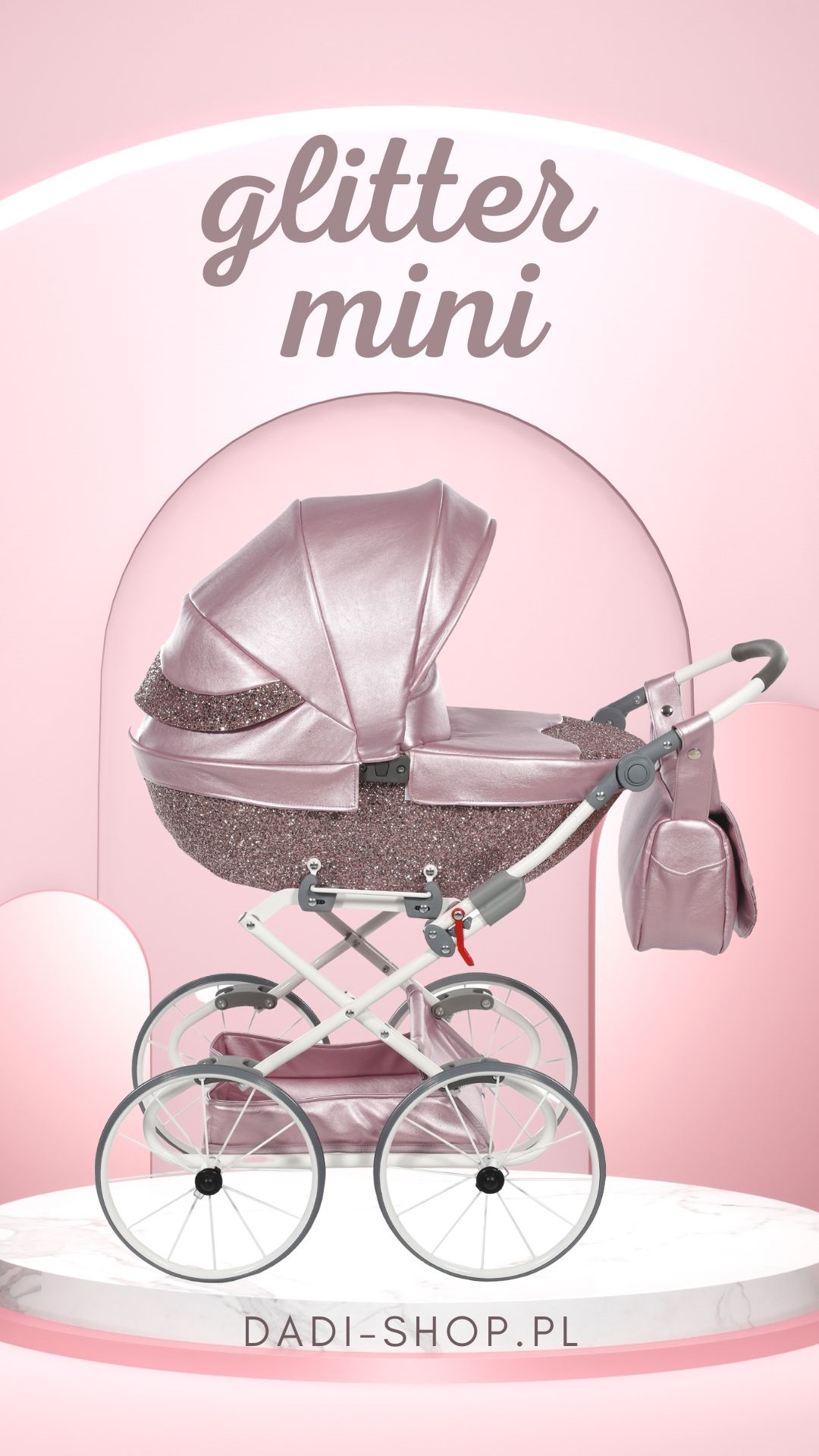 tako wózek dla lalek wózki lalkowe różowe barbie barbiecore glitter mini