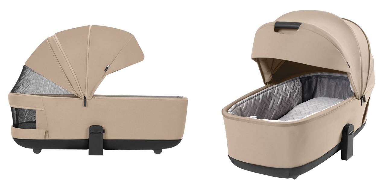 prezentacja gondoli Carrello Alfa Natural Beige CRL-6522 – bok i środek z wentylacją, dostępna w sklepie Dadi-Shop