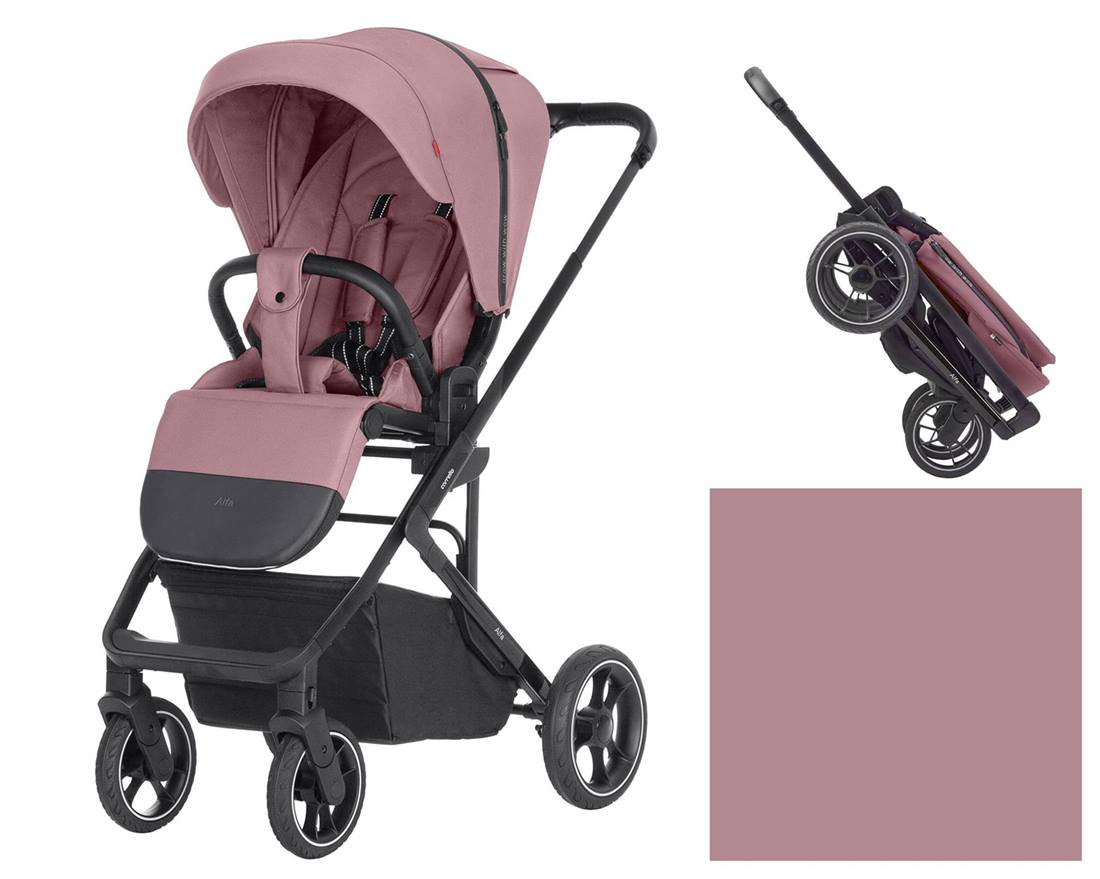 Carrello Alfa – spacerówka w kolorze Rogue Pink, składana jedną ręką.