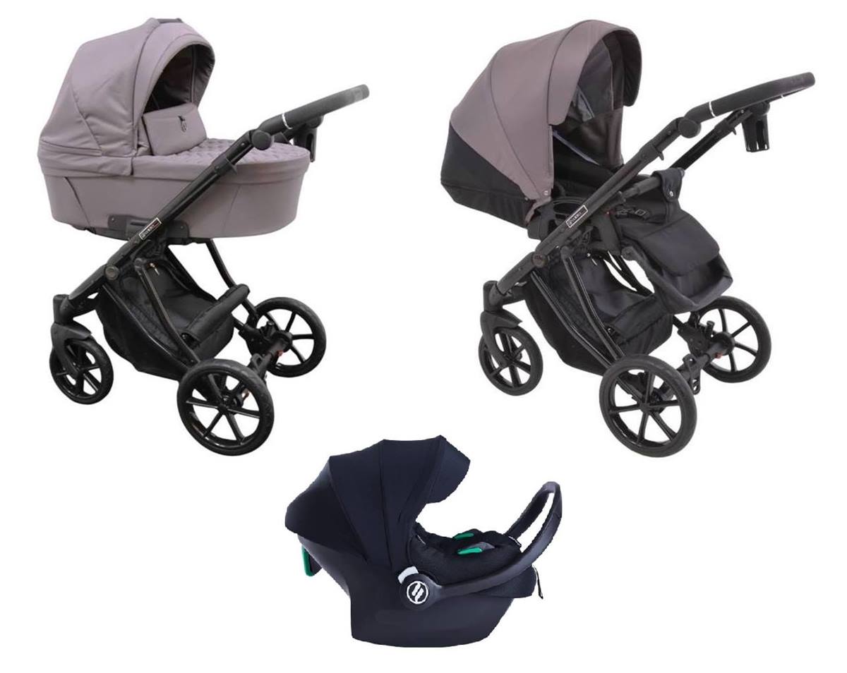 Wózek dziecięcy Coletto Dante 3w1 taupe – kompletny zestaw podróżny z gondolą, spacerówką i fotelikiem, komfortowy i funkcjonalny dla maluszka