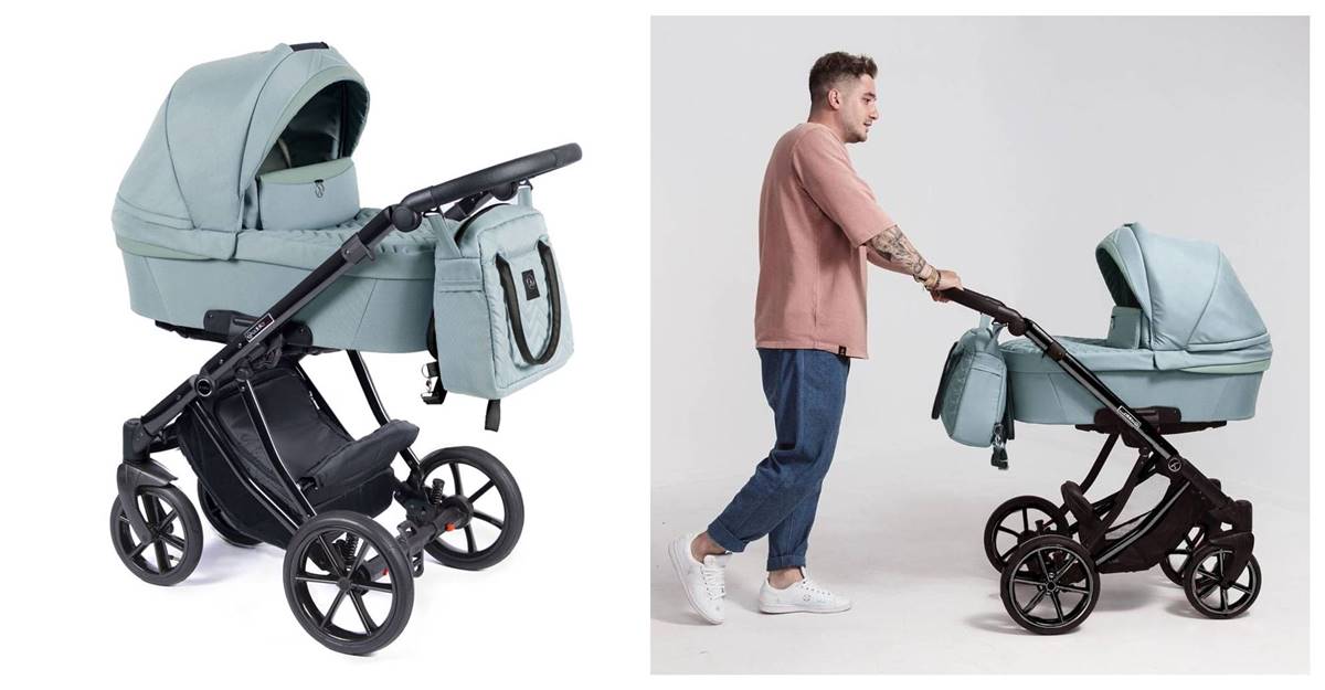 Wózek dziecięcy 3w1 w kolorze błękitnym Baby Blue – prezentacja gondoli, odcień D-21, light blue pram,  sklep online Dadi-Shop