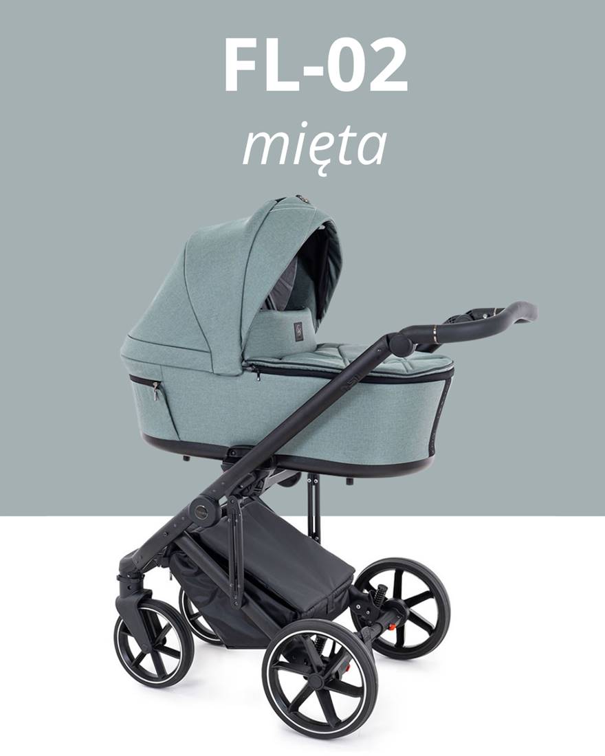 Coletto Flow – wielofunkcyjny wózek dziecięcy 3w1 w odcieniu mięty (kolor 02), idealny na spacery, dostępny w sklepie Dadi-Shop.