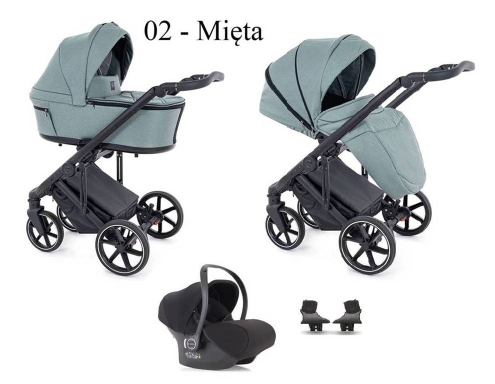 Wózek 3w1 Coletto Flow FL-02 w kolorze miętowym – w zestawie gondola, fotelik i spacerówka. Stylowy i funkcjonalny model dostępny w Dadi-Shop.
