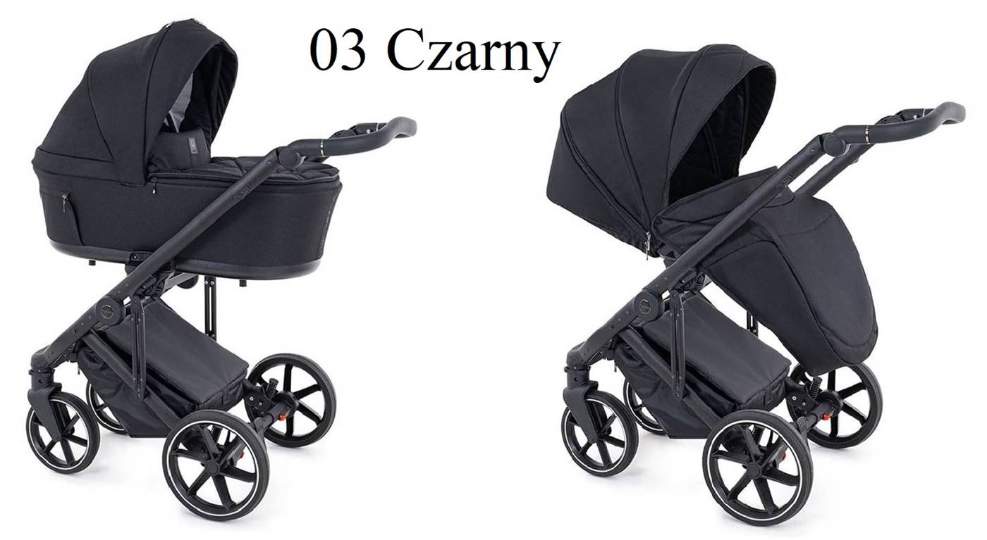 Czarny wózek 3w1 Coletto Flow FL-03 z gondolą i spacerówką – stylowy i funkcjonalny zestaw dostępny online w sklepie Dadi-Shop