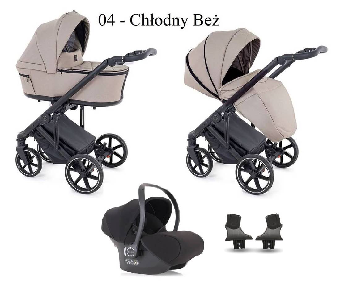 wózek 3w1 Coletto Flow FL-04 beżowy – gondola, spacerówka i fotelik w eleganckim zestawie ze sklepu Dadi-Shop