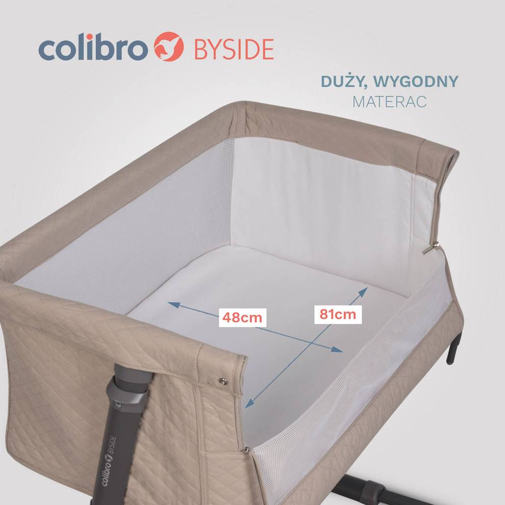 Wymiary wewnętrzne łóżeczka Colibro Byside – przestrzeń do spania dziecka