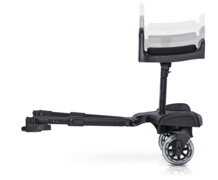 Colibro Board – pokaz regulowanej wysokości siedziska dostawki do wózka