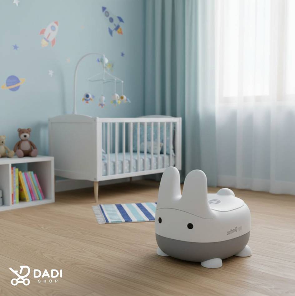 NUKI Cloud – nocnik w kształcie króliczka w pokoju chłopca.