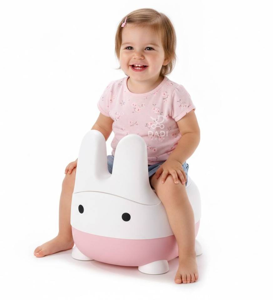 NUKI Rose – różowy króliczek, nocnik dla dziewczynki pełniący rolę zabawki i przyjaznego trenera sikania. Dadi-shop