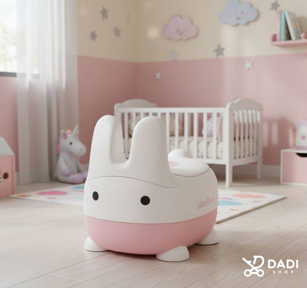 Colibro NUKI Rose – różowy nocnik w kształcie króliczka w pokoju dziewczynki.