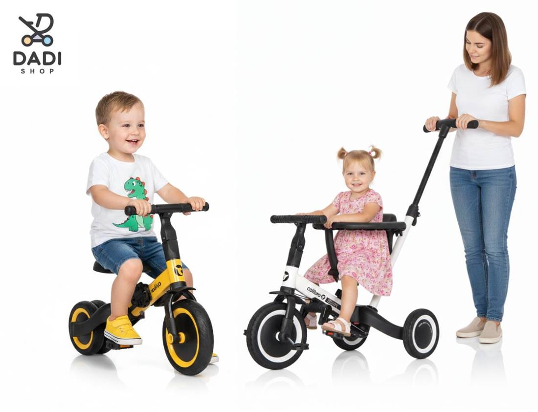 Colibro Tremix UP 6w1 – rowerek biegowy i trójkołowiec z pchaczem w użyciu.