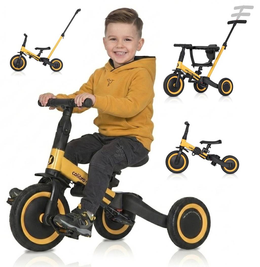 Colibro Tremix UP 6w1 trójkołowiec dla dzieci -  obok pokazane pozostałe funkcje rowerka.