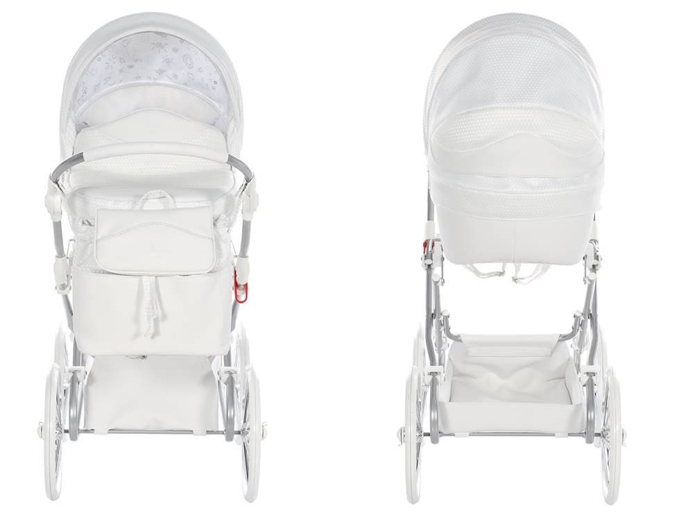 junama dolce mini 06 - Stylowy i elegancki – idealny towarzysz zabawy każdej małej dziewczynki. widok na przód i tył wózka