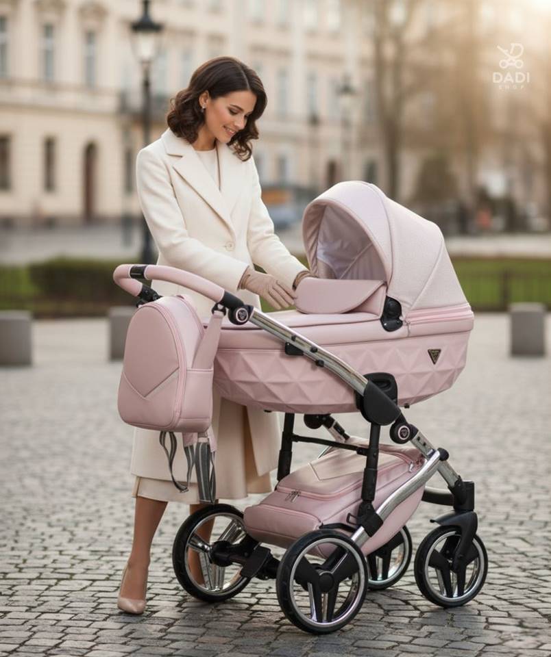 Wózek głęboko-spacerowy Junama Dolce 2w1 Pink 01 – lekka konstrukcja, komfortowa gondola i eleganckie wykończenie , sklep on line Dadi-Shop
