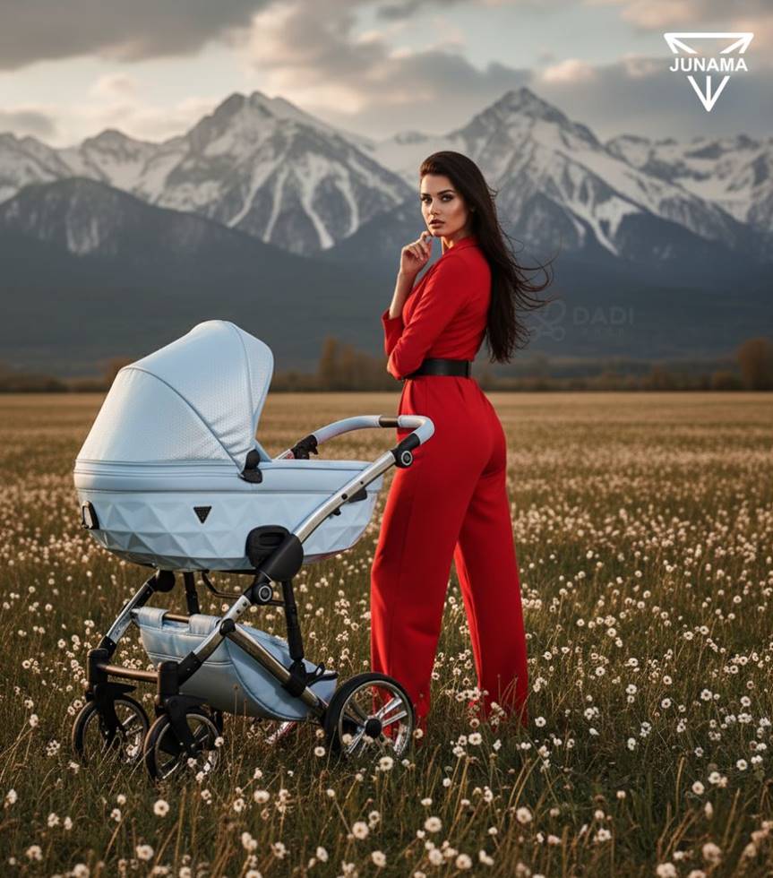 Junama Dolce Blue 3w1 kolor 02 Błękit – elegancki wózek wielofunkcyjny 3w1 - sklep dadi-shop