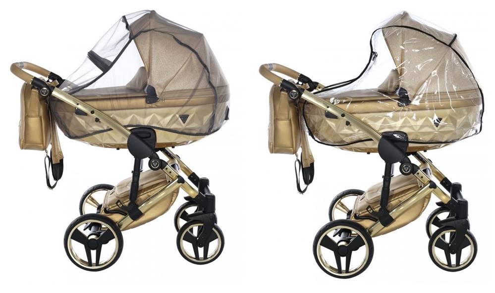 Akcesoria do wózka Junama Dolce Gold 05 – moskitiera i folia przeciwdeszczowa chroniąca dziecko w każdą pogodę- dadi-shop
