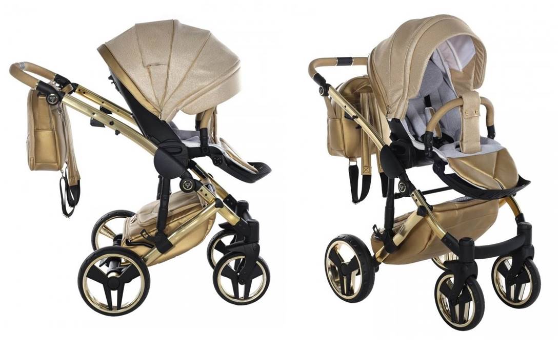 Junama Dolce Gold 2w1 – spacerówka z 5-punktowymi pasami bezpieczeństwa dla maksymalnej ochrony dziecka, Dadi-Shop