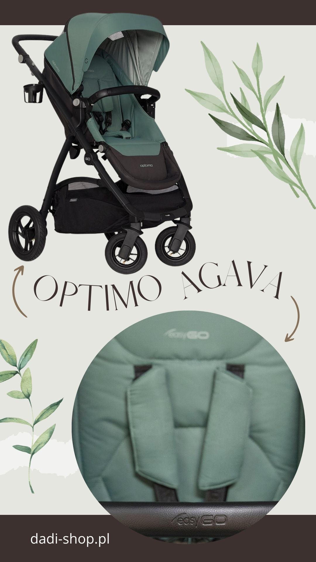 EasyGO Optimo Agava Stroller wózek spacerowy zielony dadi-shop wyprzedaż