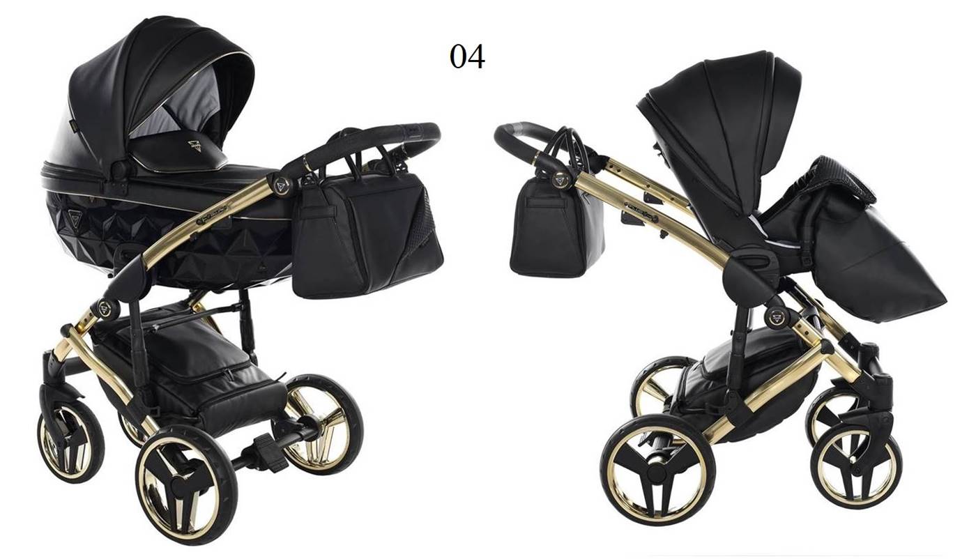 Junama Diamond Fluo Line - wózek 2w1 04 black czarny- sklep- dadi shop