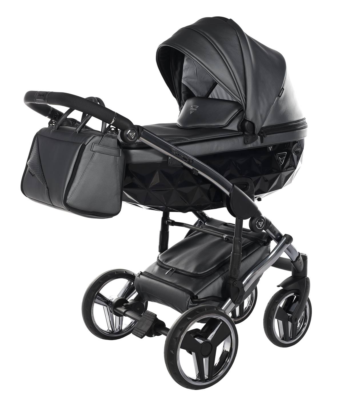 Wózek 4w1- Junama Diamond Fluo szary 05 -  prezentacja luksusowej gondoli 3 D