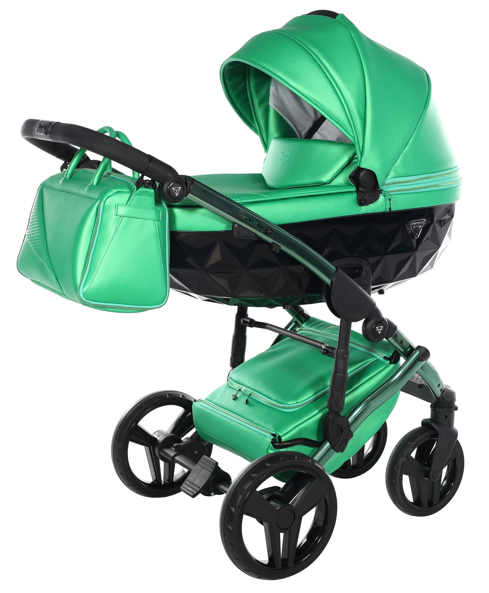 junama wózki dziecięce fluo 13 neon green  2in1