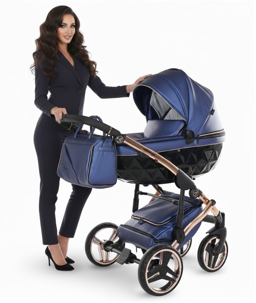 Junama Diamond Fluo Line 01 Niebieski – elegancki wózek dziecięcy 2w1 dla chłopca, komfortowy i nowoczesny. sklep on-line dadi-shop