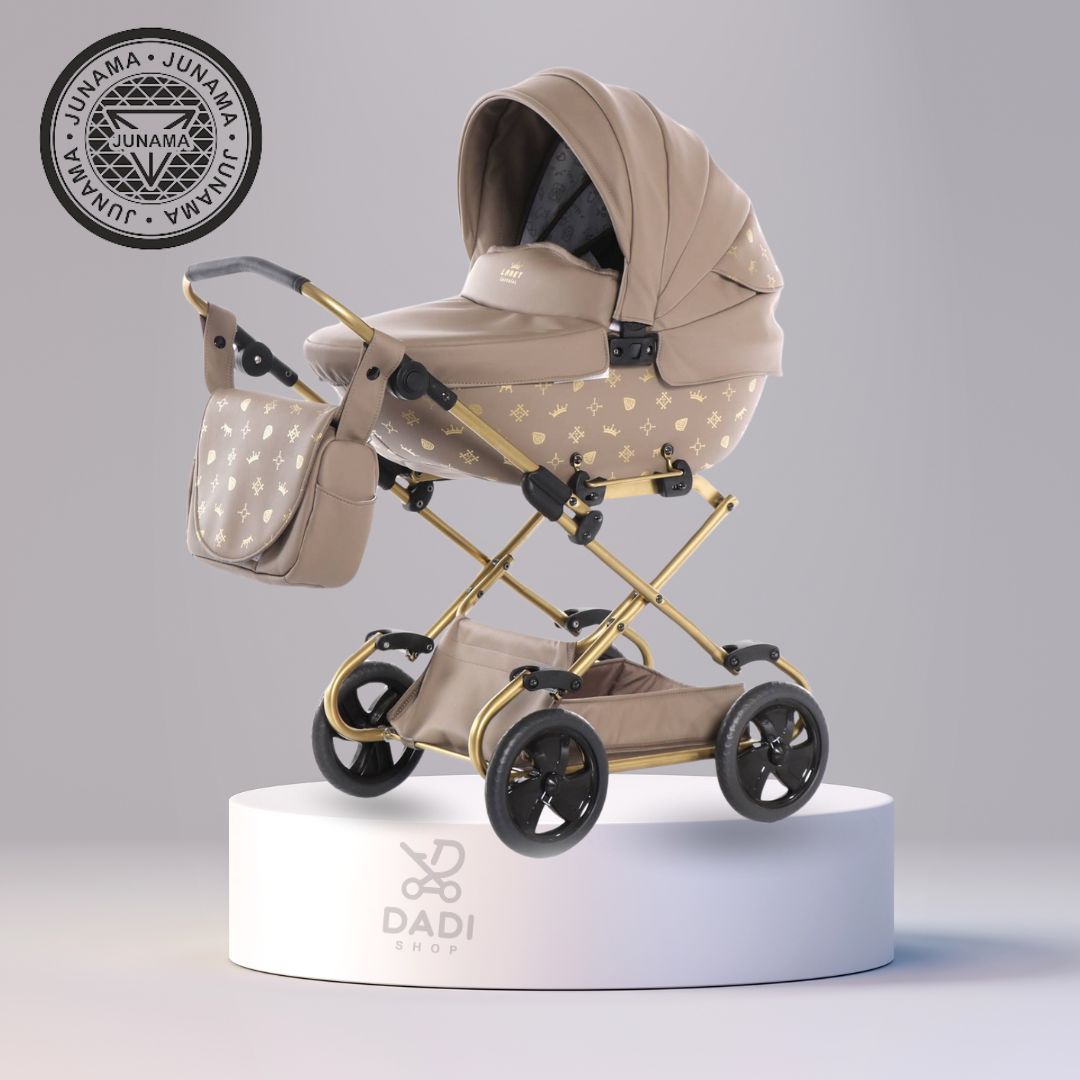 Wózek dla lalek Tako Imperial Mini – klasyczny design inspirowany wózkiem dziecięcym Laret Imperial, elegancka gondola i złote detale. dadi-shop