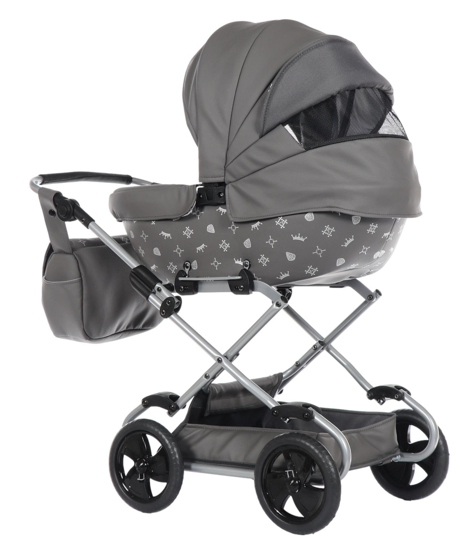 Wózek dla lalek Tako Imperial Mini 03 szary z wentylowaną gondolą – komfortowy i elegancki model dla dziewczynek.