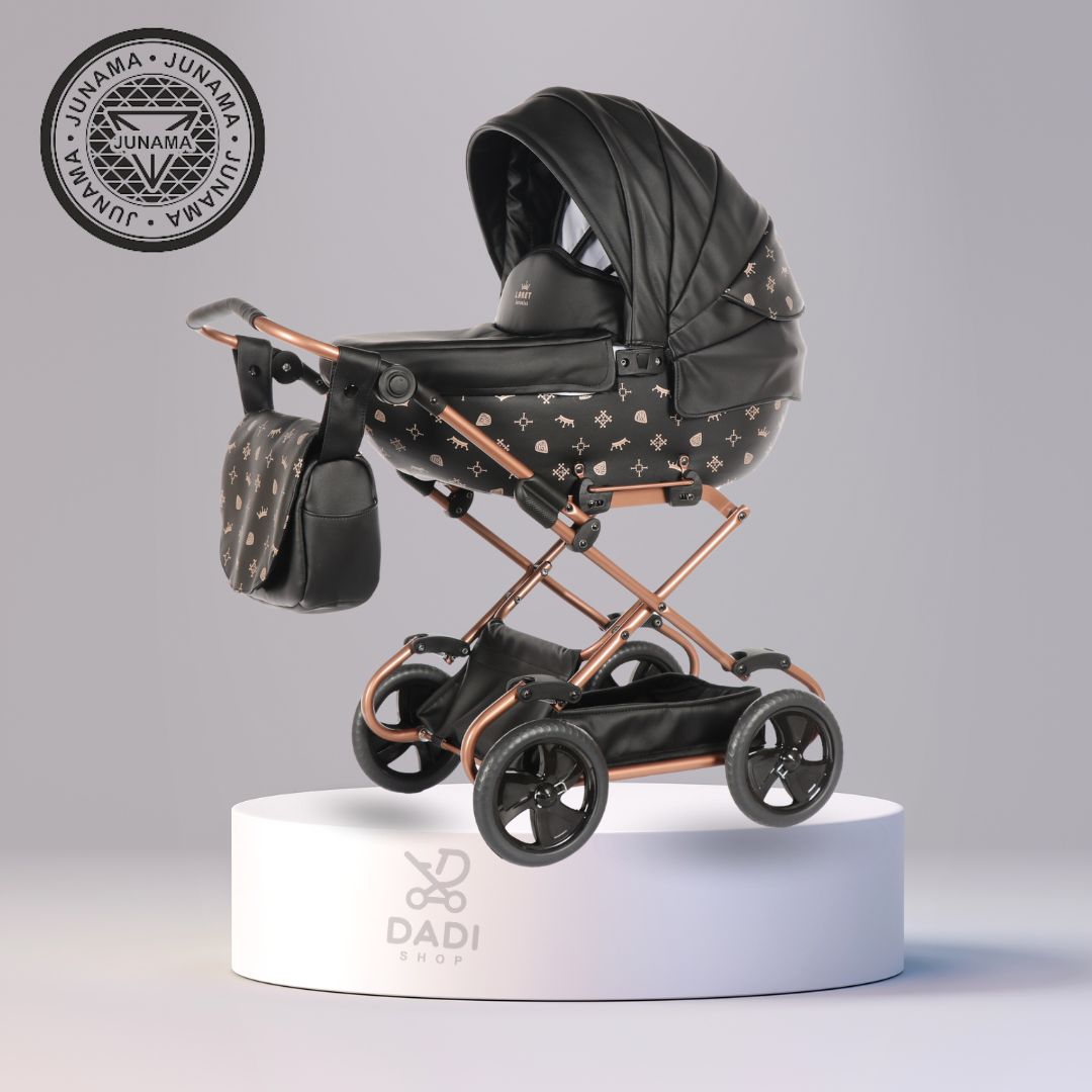 Wózek dla lalek Tako Junama Imperial Mini czarny – głęboka gondola, elegancki i funkcjonalny model dla dziewczynek 4–6 lat, Dadi-Shop