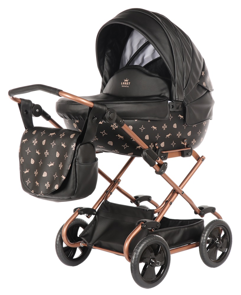 zabawka - Tako Imperial Mini 04 Czarny – wózek dla lalek z wytrzymałą gondolą i pokrowcem, elegancki i funkcjonalny modell