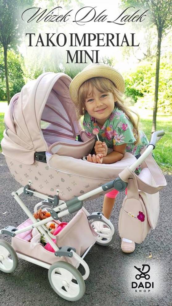 Różowy wózek dla lalek Tako Imperial Mini – idealny pomysł na prezent dla dziewczynki, elegancki i funkcjonalny, Dadi-Shop