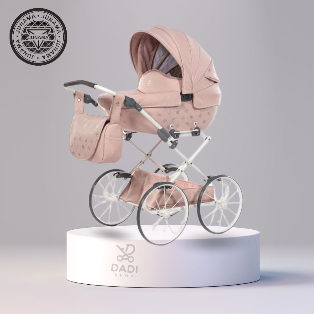 Wózek dla lalek Tako Imperial Mini jasny różowy z dużymi kołami – elegancka zabawka dostępna w sklepie Dadi Shop