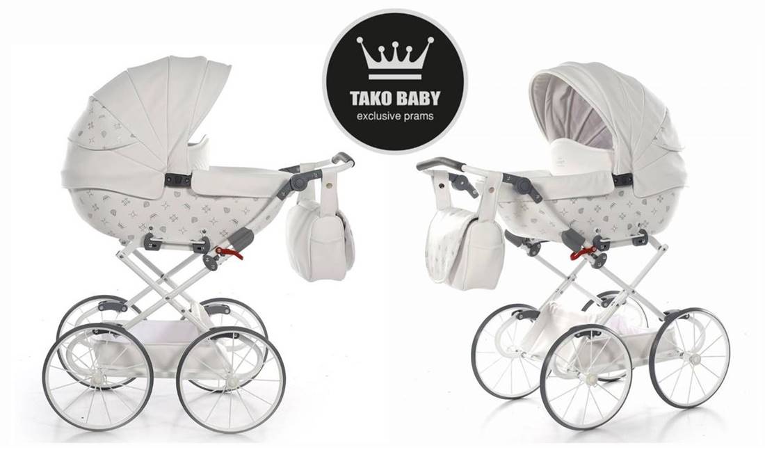 Wózek dla lalek głęboki, jak prawdziwy – Tako Baby Imperial Mini Classic w białym kolorze, idealny do zabawy