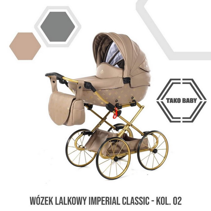 Duży wózek dla lalek Tako Imperial Mini kolor 02 beige beżowy