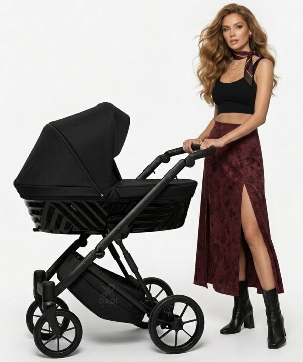 Kunert Ivento 3w1 Deep Black – elegancki wózek dziecięcy 3w1 z gondolą. Prezentacja z modelka