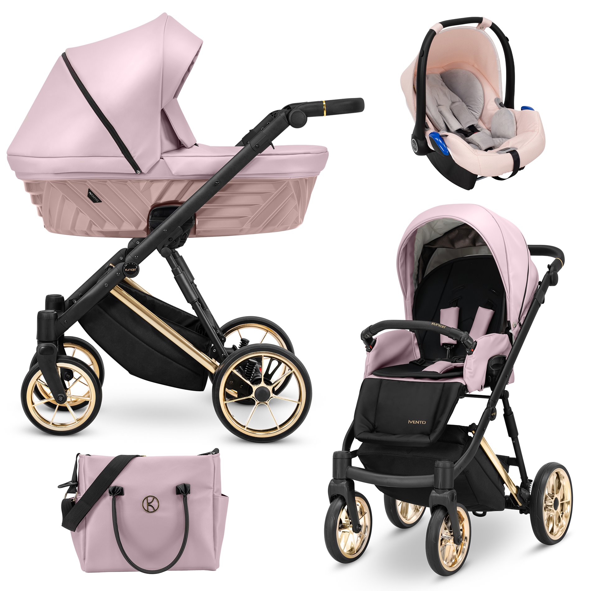 3w1 wózek kunert ivento premium 13 pink metalic