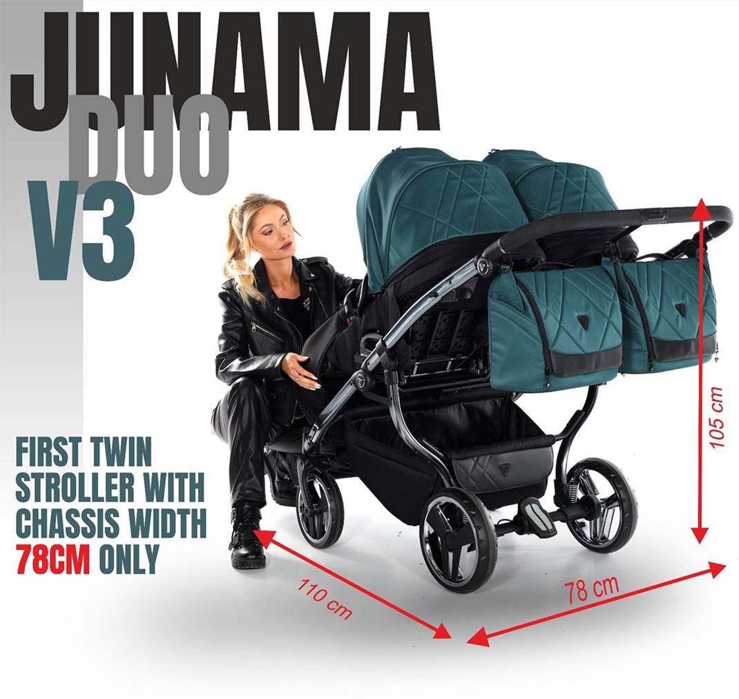 Wózek bliźniaczy Junama Duo V3 Eco odpinana barierka bezpieczeństwa. dadi-shop